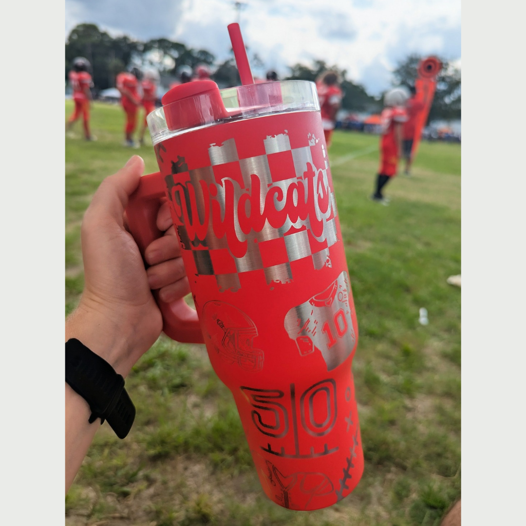 40oz Custom Football Engraved Tumbler