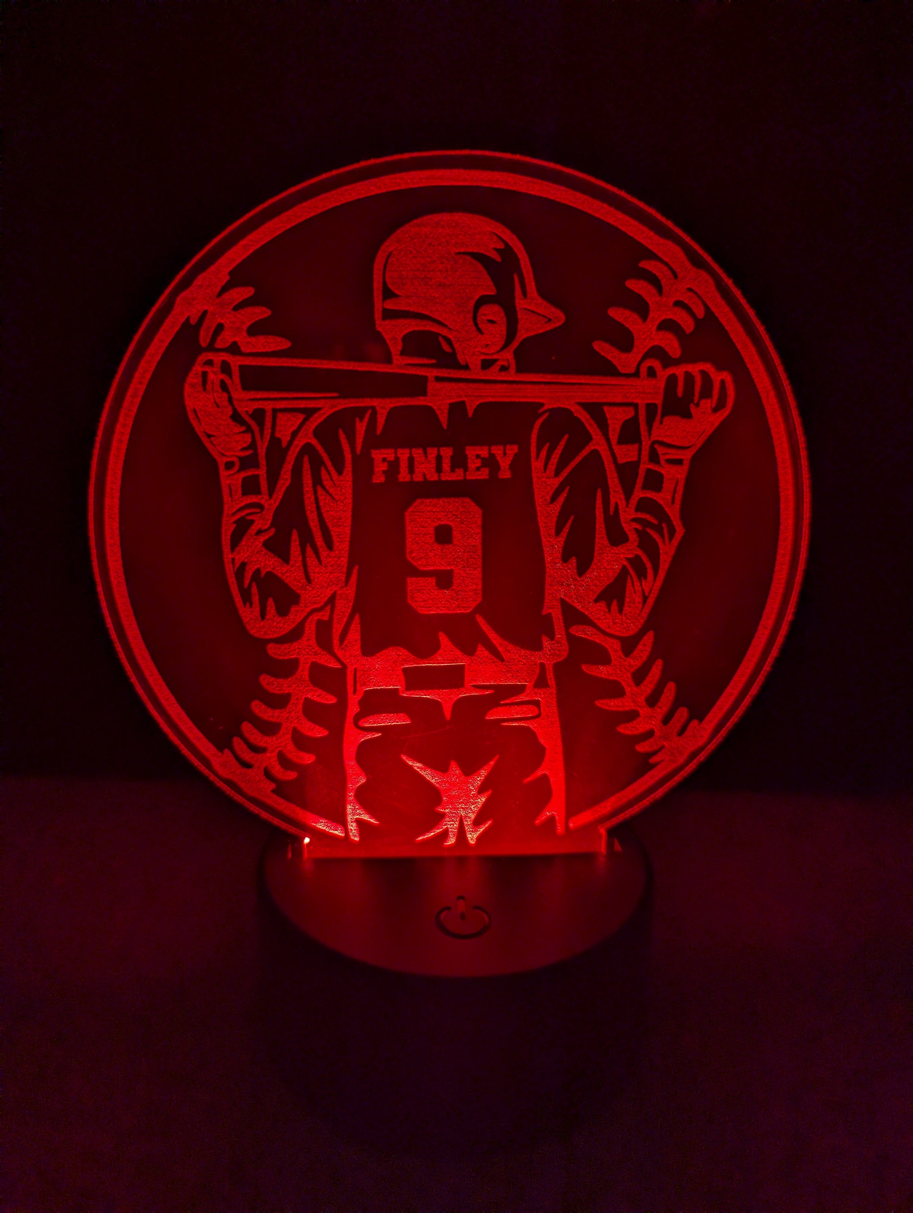 Personalized Baseball LED Night Light – Custom Name & Jersey Number