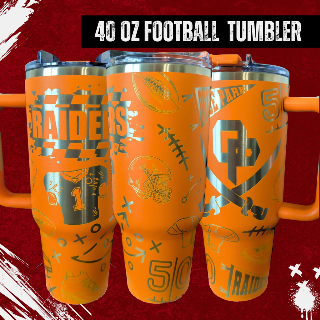 40oz Custom Football Engraved Tumbler