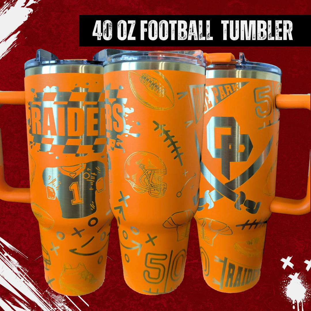 40oz Custom Football Engraved Tumbler