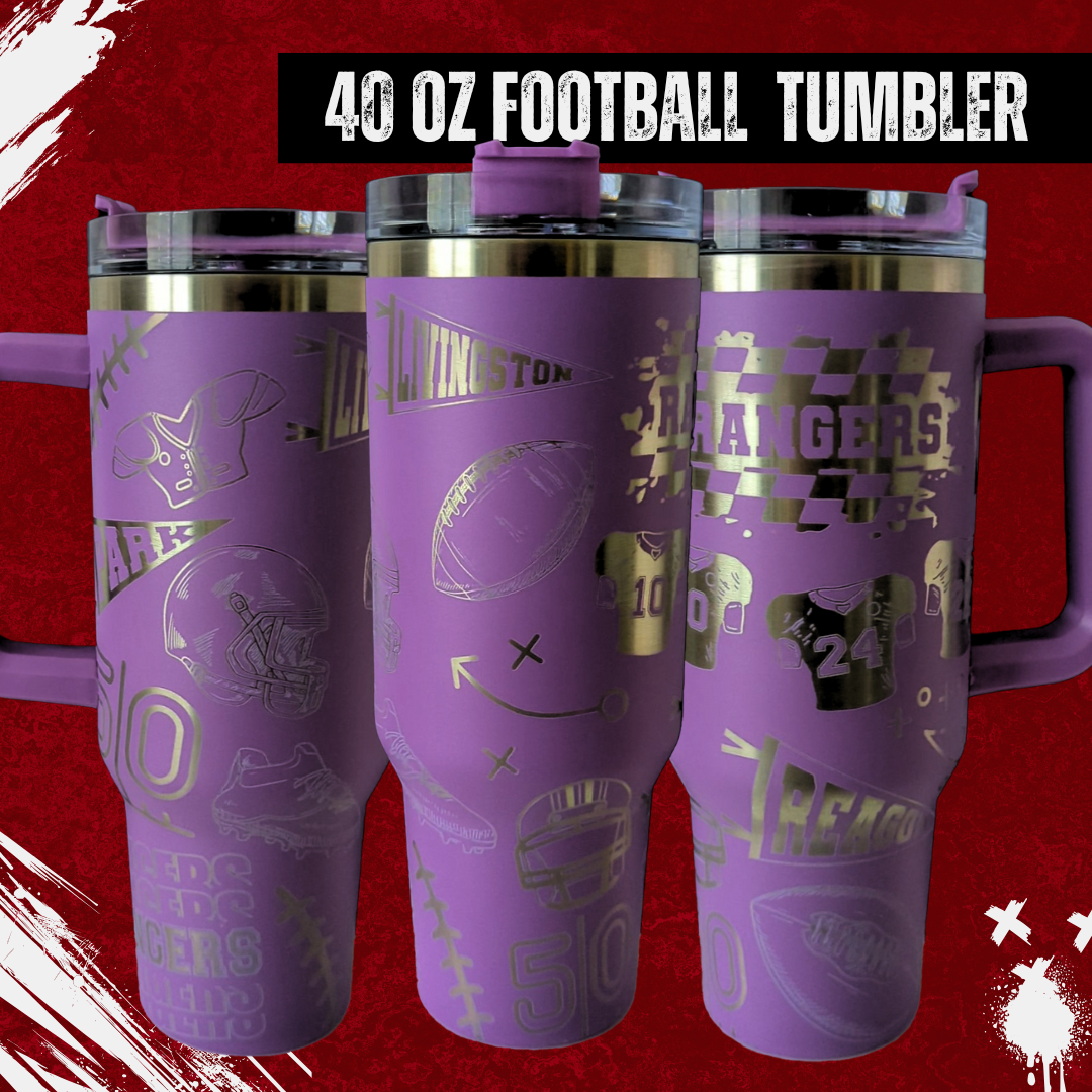 40oz Custom Football Engraved Tumbler