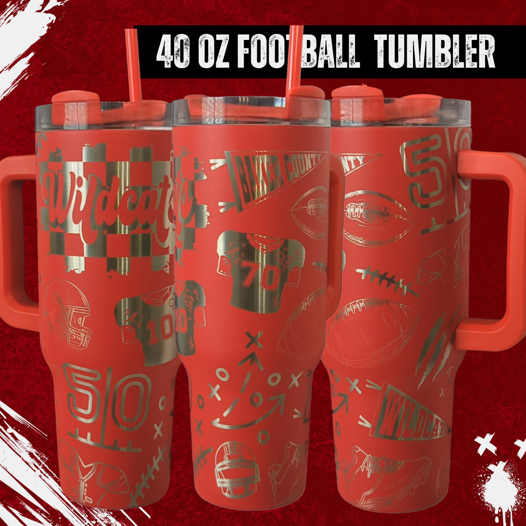 40oz Custom Football Engraved Tumbler