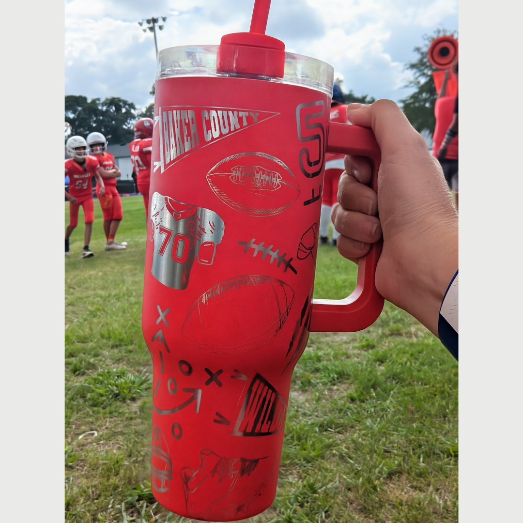 40oz Custom Football Engraved Tumbler