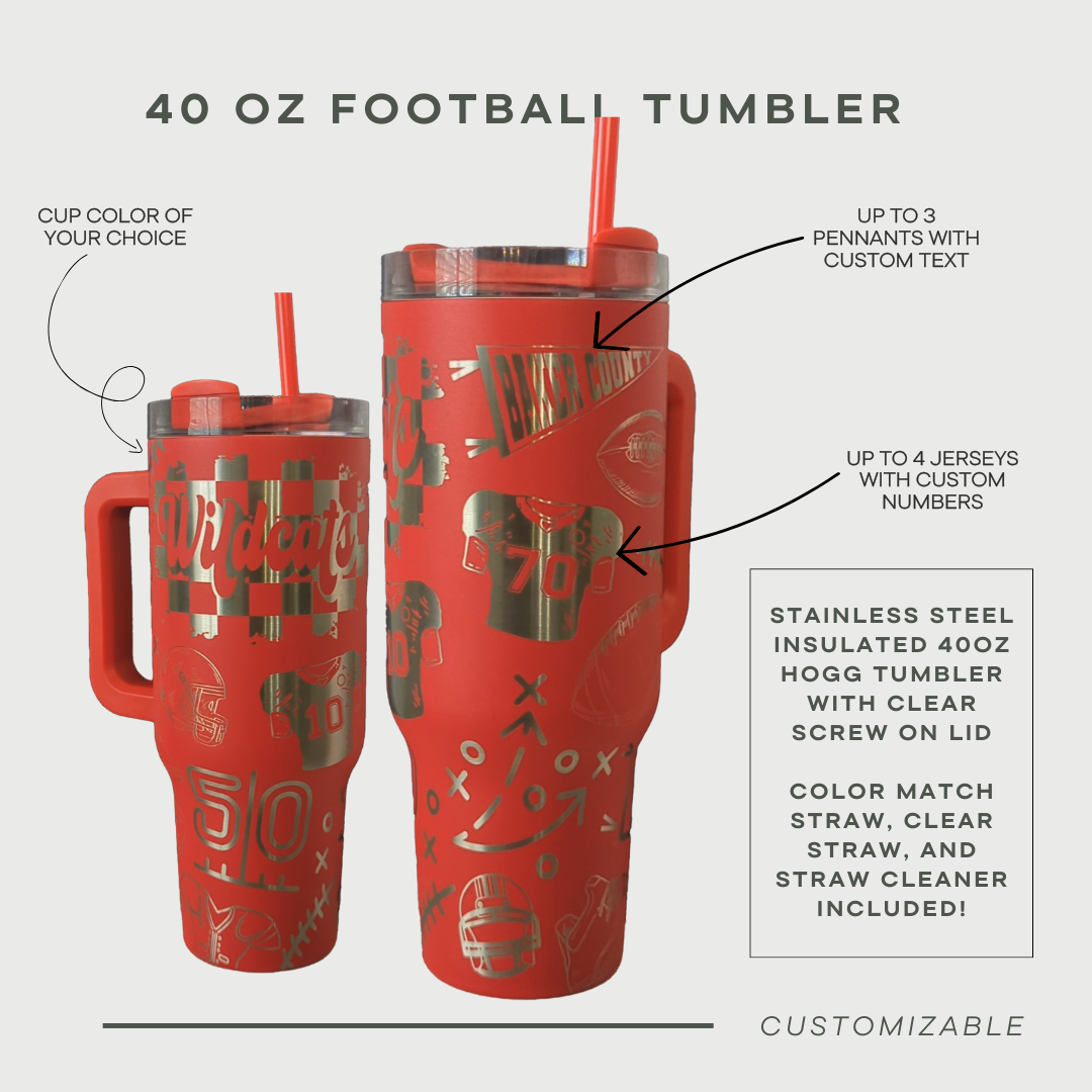 40oz Custom Football Engraved Tumbler