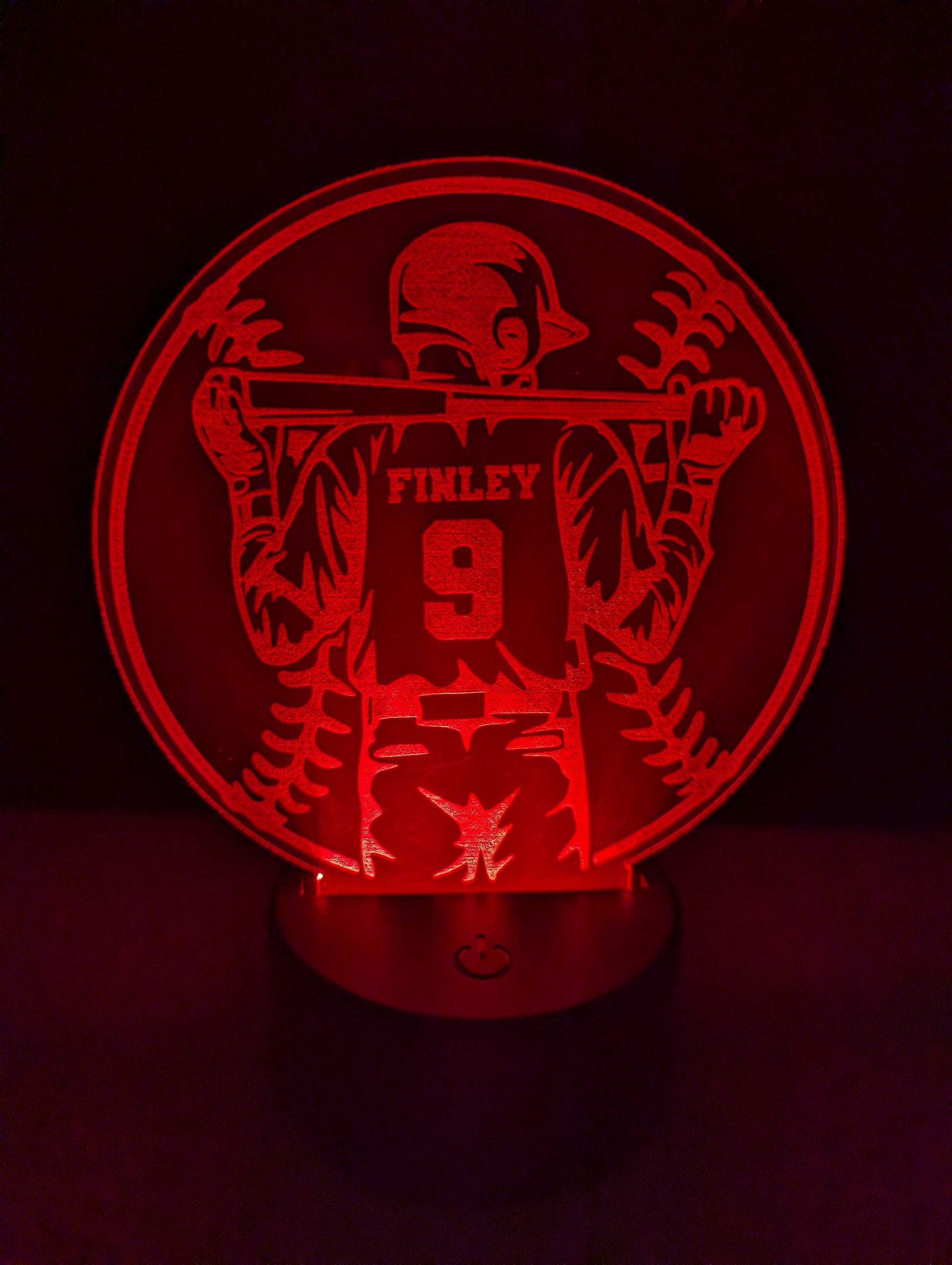 Personalized Baseball LED Night Light – Custom Name & Jersey Number
