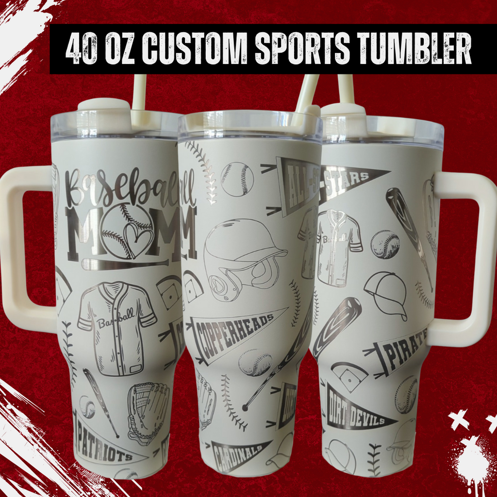 40oz Custom Baseball Mom Engraved Tumbler