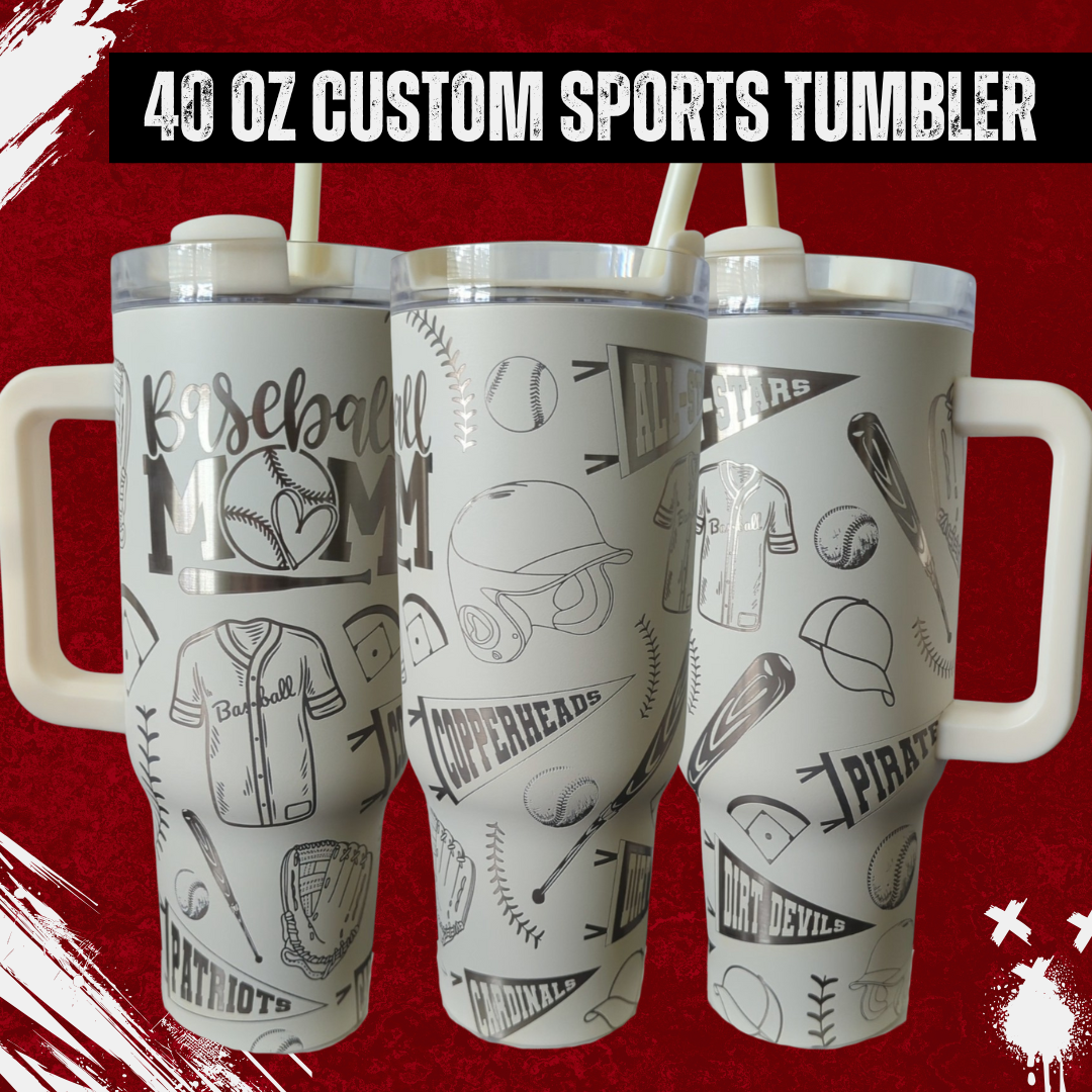 40oz Custom Baseball Mom Engraved Tumbler