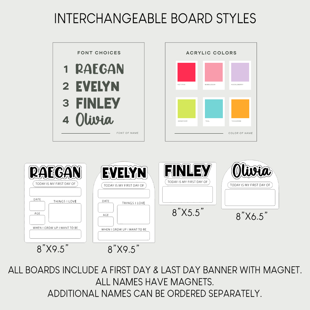 Interchangeable First/Last Day Wooden Sign – Large Arch