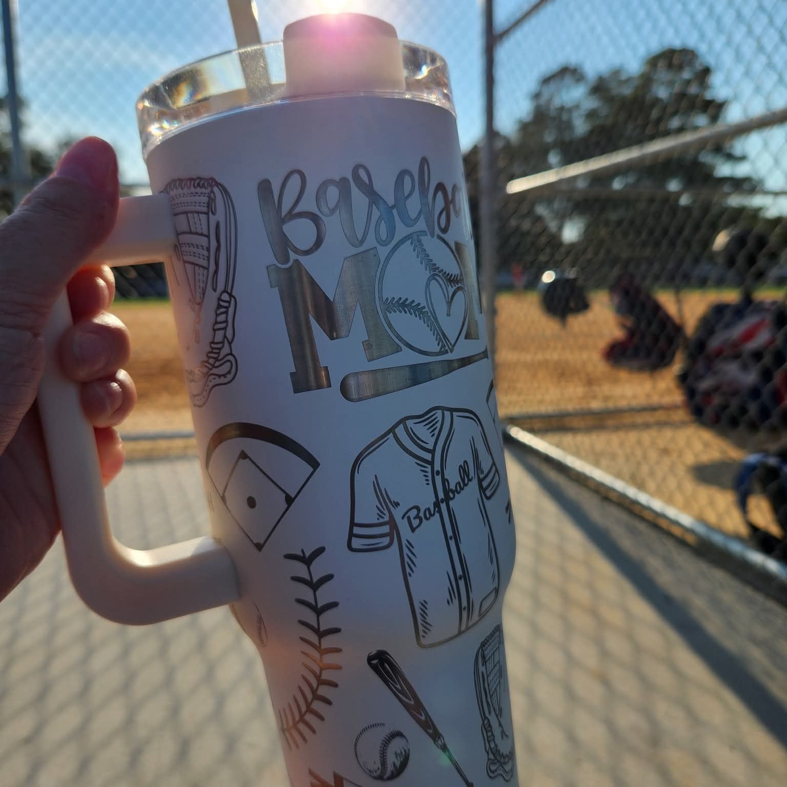40oz Custom Baseball Mom Engraved Tumbler