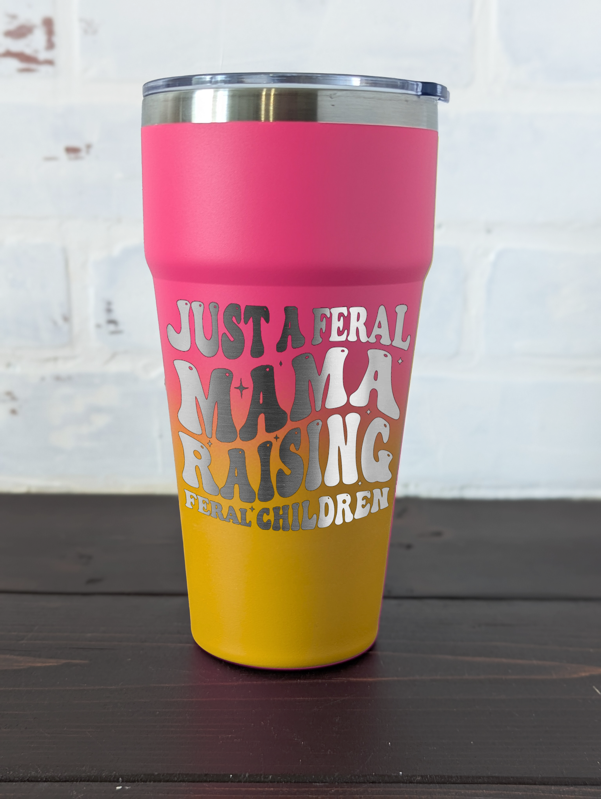 Limited Edition 28oz Ombre Stainless Steel Tumbler – Pink to Orange – Choose Your Engraving