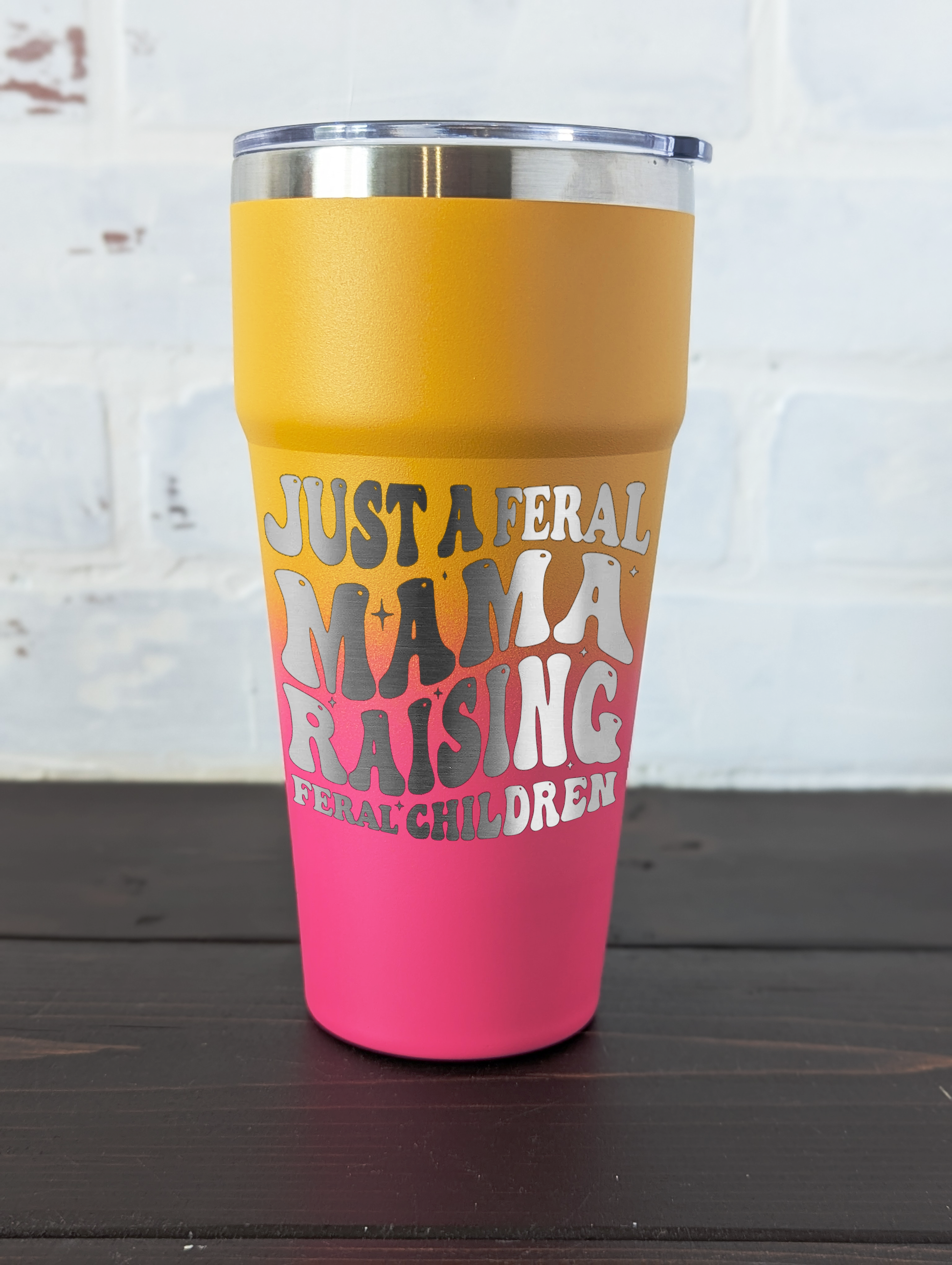 Limited Edition 28oz Ombre Stainless Steel Tumbler – Orange to Pink – Choose Your Engraving