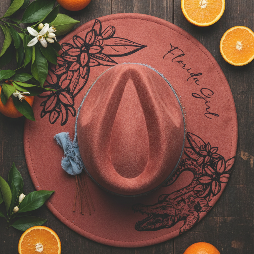 Engraved Vegan Suede Hat - Florida Girl