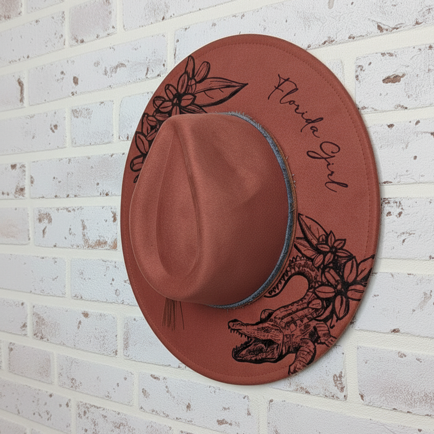 Engraved Vegan Suede Hat - Florida Girl