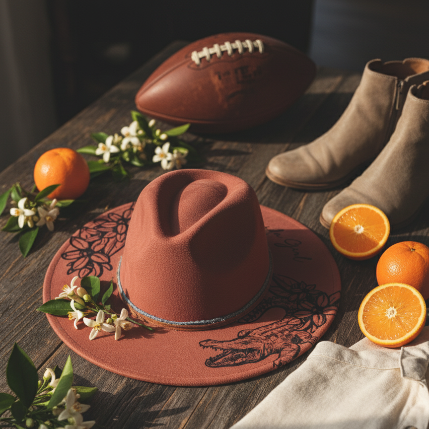 Engraved Vegan Suede Hat - Florida Girl