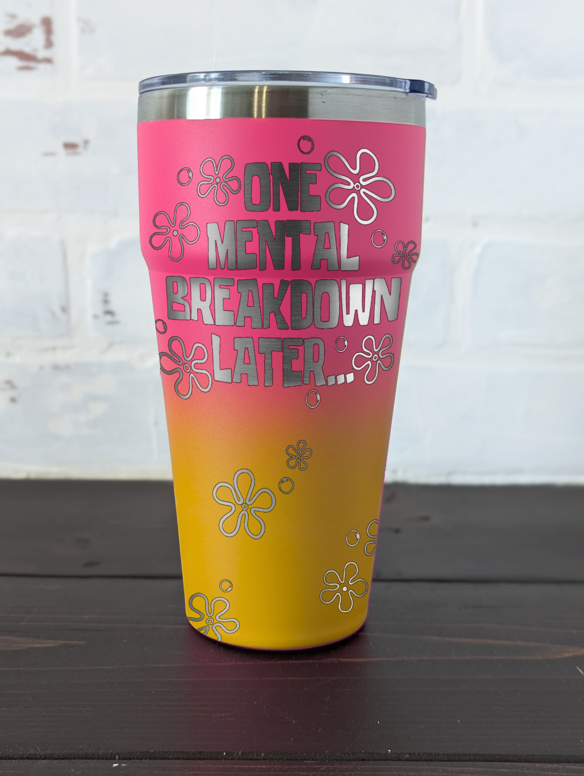 Limited Edition 28oz Ombre Stainless Steel Tumbler – Pink to Orange – Choose Your Engraving