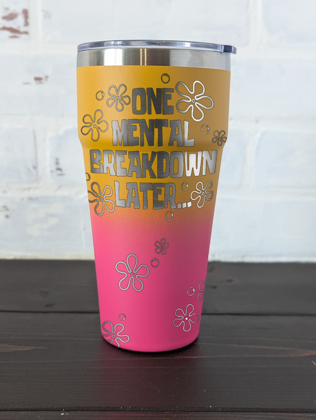 Limited Edition 28oz Ombre Stainless Steel Tumbler – Orange to Pink – Choose Your Engraving