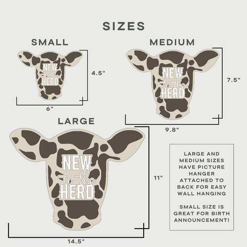 "New to the Herd" Cow Head Wooden Sign – Layered Wood + Acrylic Inlay