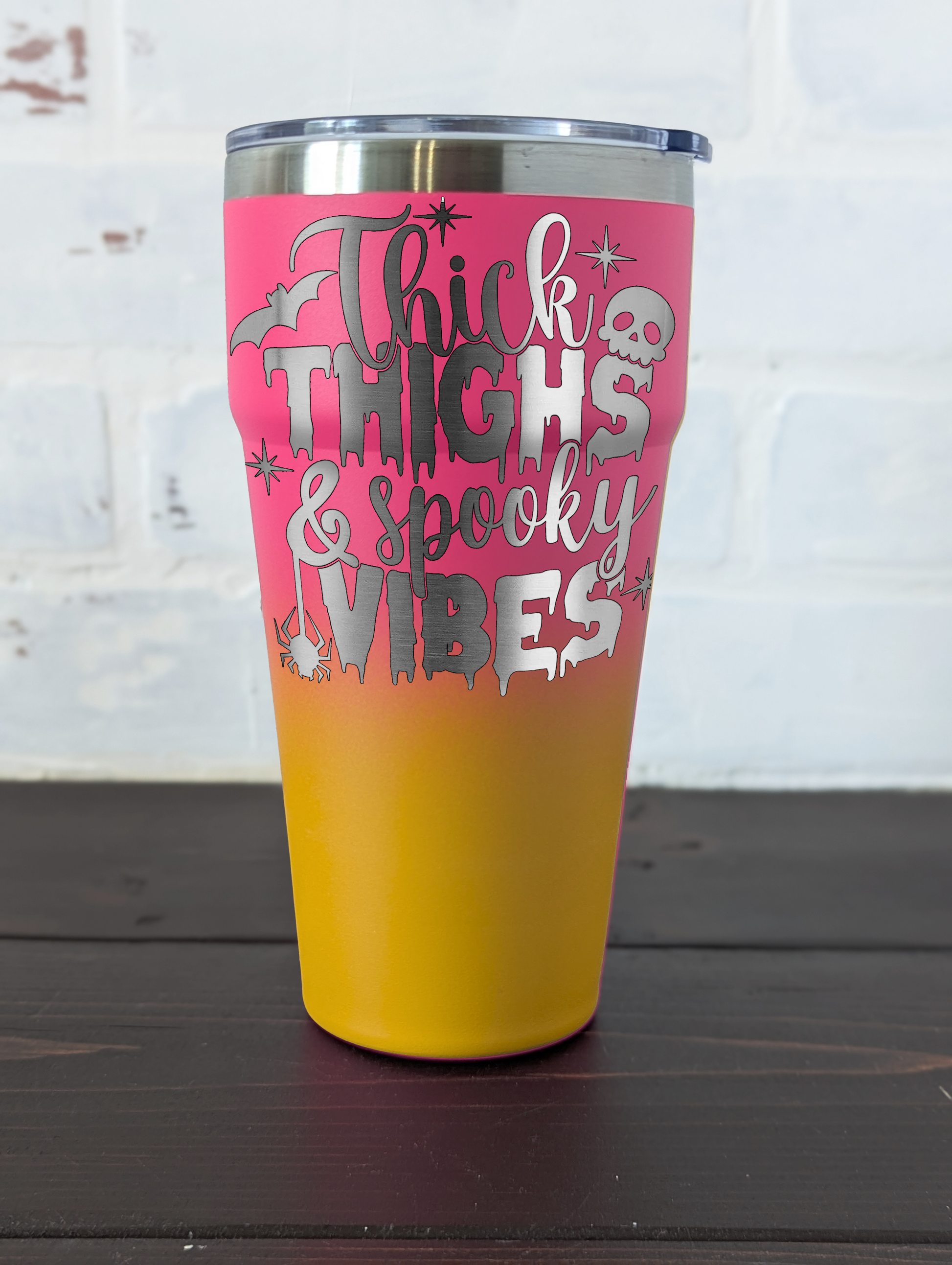 Limited Edition 28oz Ombre Stainless Steel Tumbler – Pink to Orange – Choose Your Engraving