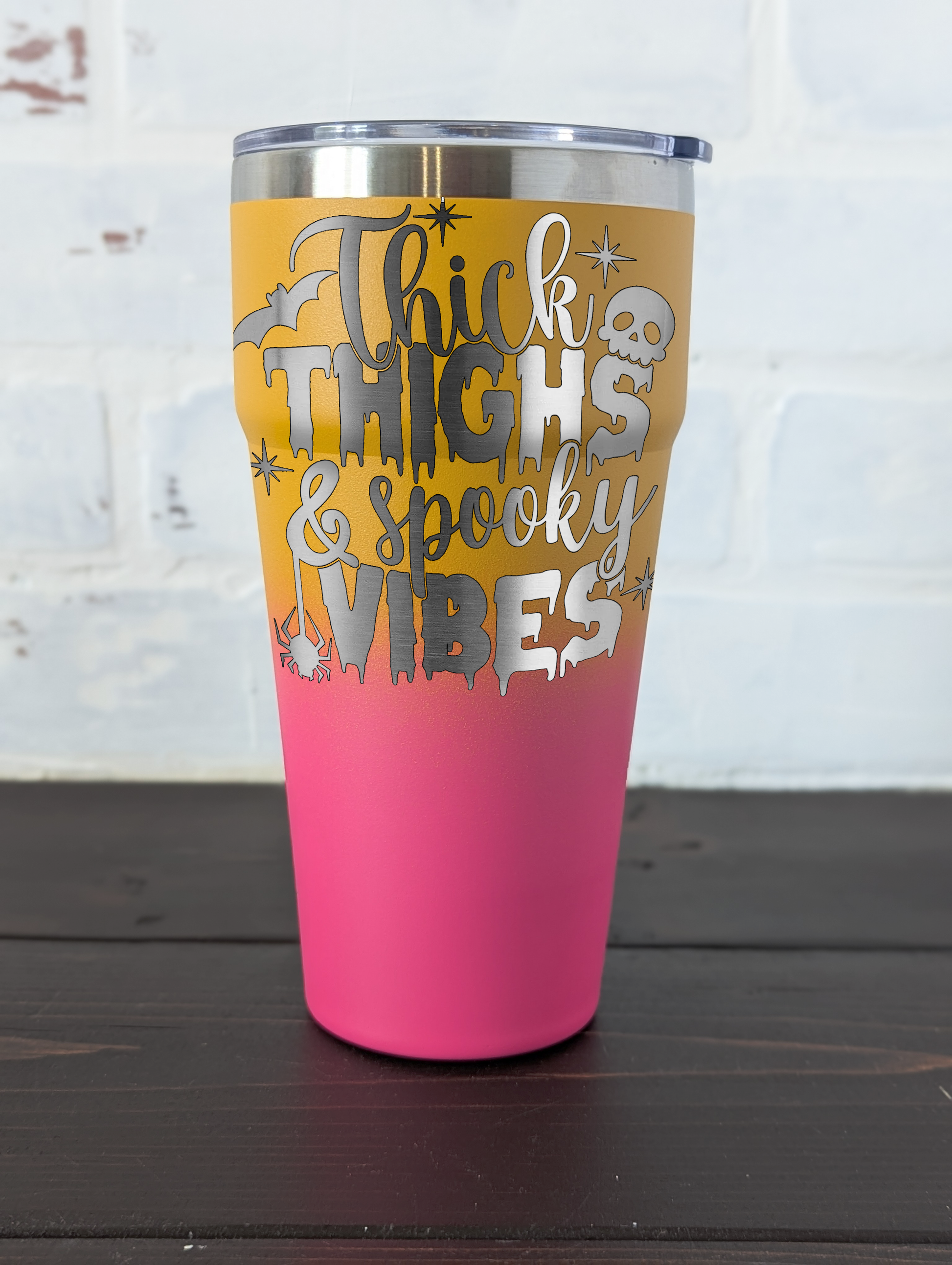 Limited Edition 28oz Ombre Stainless Steel Tumbler – Orange to Pink – Choose Your Engraving