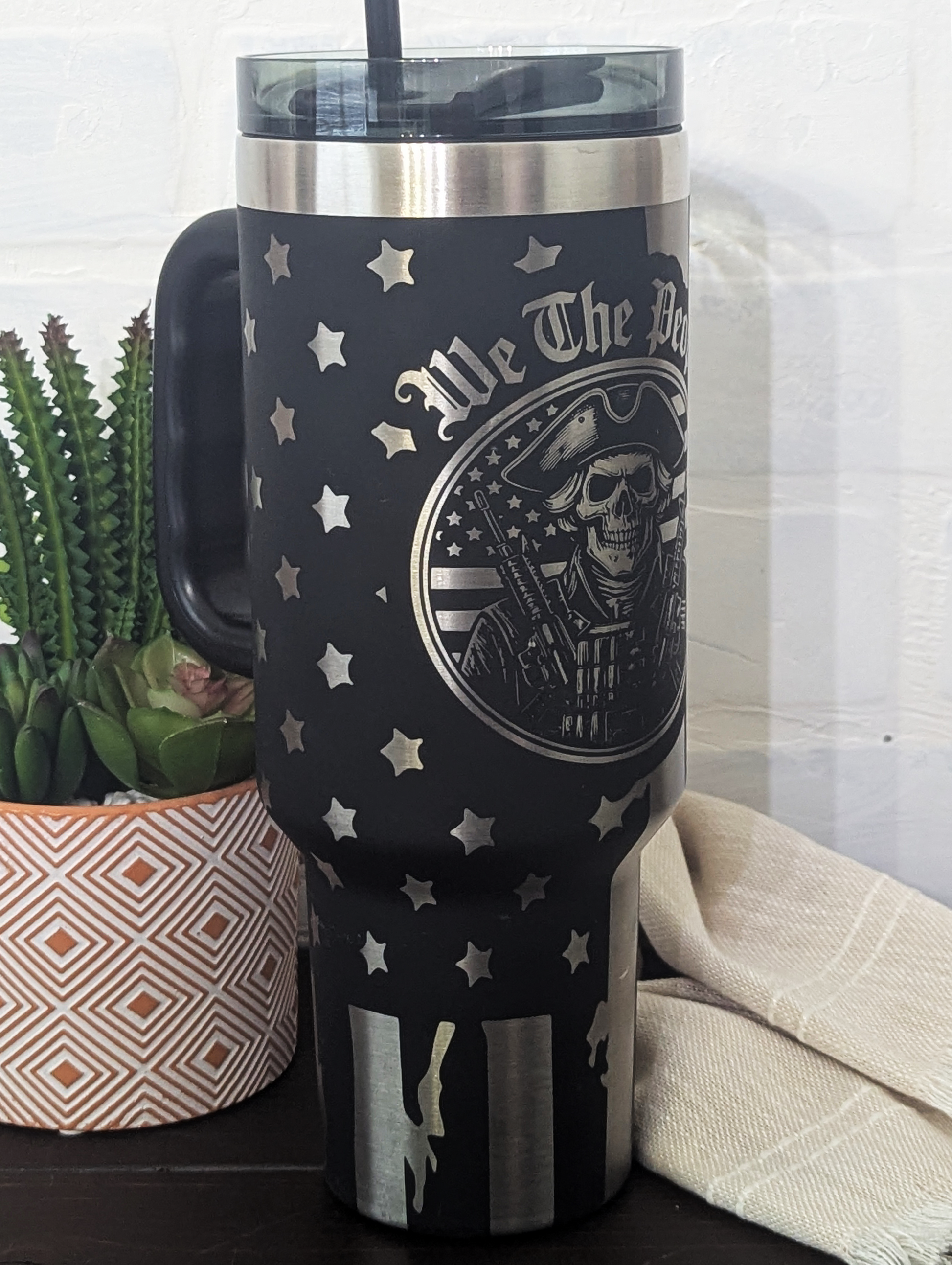 American Flag “We the People” 40oz Black & Stainless Steel Tumbler