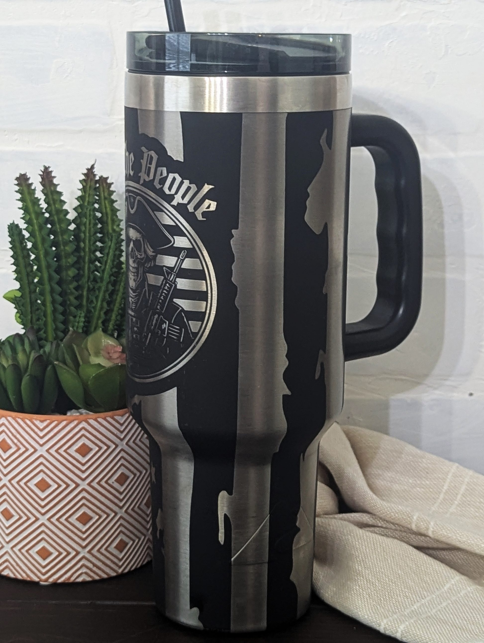 American Flag “We the People” 40oz Black & Stainless Steel Tumbler